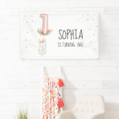 Een bunny Birthday Banner Eerste Roze Meisrooster (Insitu)