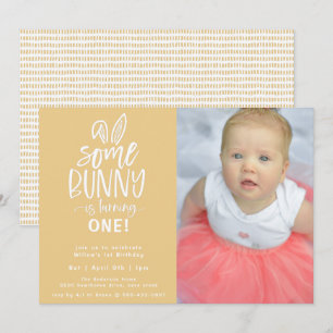 Een Bunny Birthday Party fotouitnodiging Kaart