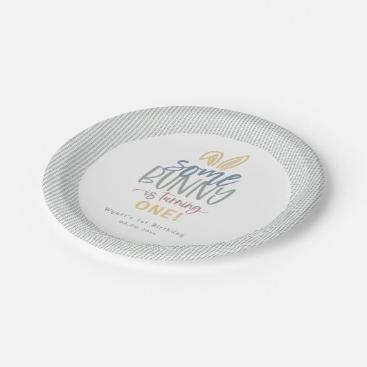 Een Bunny Birthday Party Paper-Bord Papieren Bordje (Gekanteld)