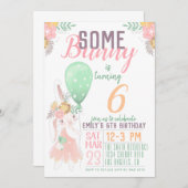 Een Bunny Birthday-uitnodiging Kaart (Voorkant / Achterkant)