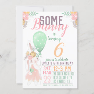 Een Bunny Birthday-uitnodiging Kaart