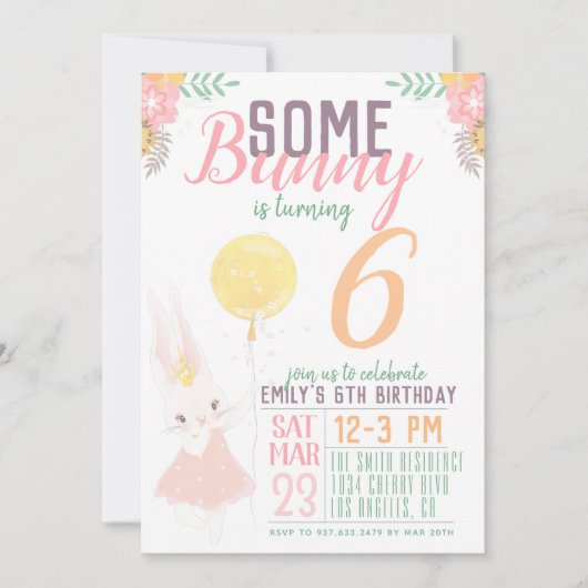 Een Bunny Birthday-uitnodiging Kaart (Voorkant)