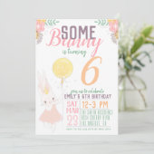 Een Bunny Birthday-uitnodiging Kaart (Staand voorkant)