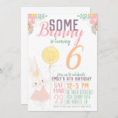 Een Bunny Birthday-uitnodiging Kaart (Voorkant / Achterkant)