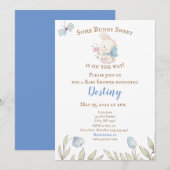 Een Bunny Blue Baby shower-uitnodiging Kaart (Voorkant / Achterkant)