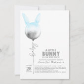 Een Bunny Blue Balloon Elegant Spring Baby shower Kaart (Voorkant)