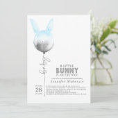 Een Bunny Blue Balloon Elegant Spring Baby shower Kaart (Staand voorkant)