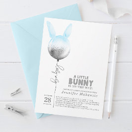 Een Bunny Blue Balloon Elegant Spring Baby shower Kaart