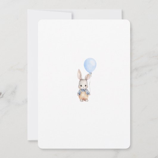 Een Bunny Blue Boy eerste verjaardag Kaart (Achterkant)