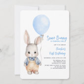 Een Bunny Blue Boy eerste verjaardag Kaart (Voorkant)