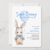 Een Bunny Blue Boy eerste verjaardag Kaart (Voorkant)