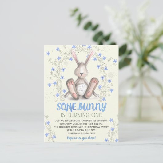 Een Bunny Boys 1st Birthday Party nodigt uit Briefkaart (Staand voorkant)
