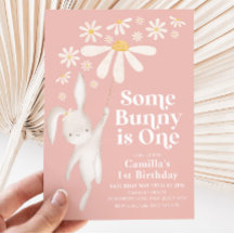 Een Bunny Daisy Pink Girl's 1e verjaardag