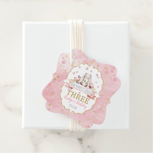 Een Bunny draait drie derde verjaardag Bedankjes Labels (In situ)