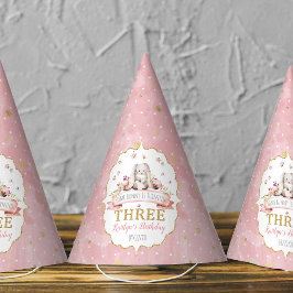 Een Bunny draait drie derde verjaardag Feesthoedjes