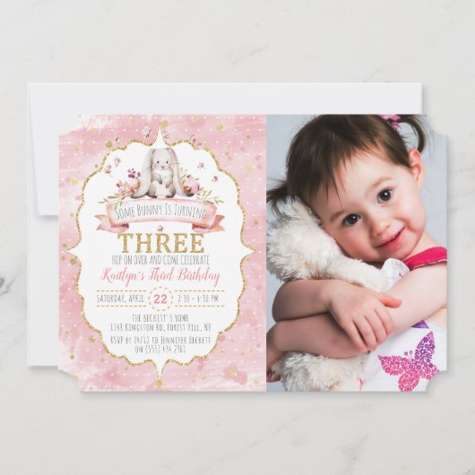 Een Bunny draait drie derde verjaardag Kaart (Voorkant)