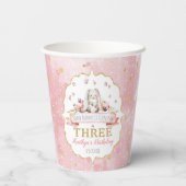 Een Bunny draait drie derde verjaardag Papieren Bekers (Achterkant)