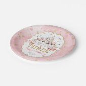 Een Bunny draait drie derde verjaardag Papieren Bordje (Gekanteld)