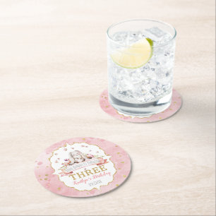 Een Bunny draait drie derde verjaardag Ronde Kartonnen Onderzetter