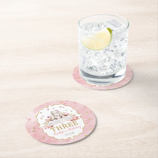 Een Bunny draait drie derde verjaardag Ronde Kartonnen Onderzetter (Insitu)