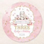 Een Bunny draait drie derde verjaardag Ronde Kartonnen Onderzetter (Voorkant)