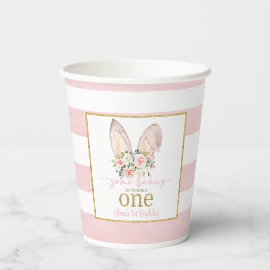 Een Bunny draait één (Bunny Ears)-DOUANE Papieren Bekers (Achterkant)