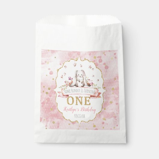 Een Bunny draait een eerste verjaardag Bedankzakje (Voorkant)