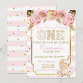 Een Bunny draait een eerste verjaardag Kaart (Voorkant / Achterkant)