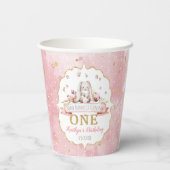 Een Bunny draait een eerste verjaardag Papieren Bekers (Achterkant)