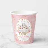 Een Bunny draait een eerste verjaardag Papieren Bekers (Voorkant)