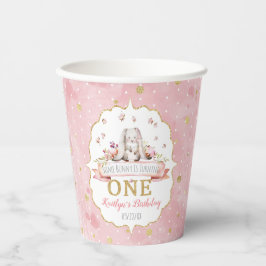 Een Bunny draait een eerste verjaardag Papieren Bekers