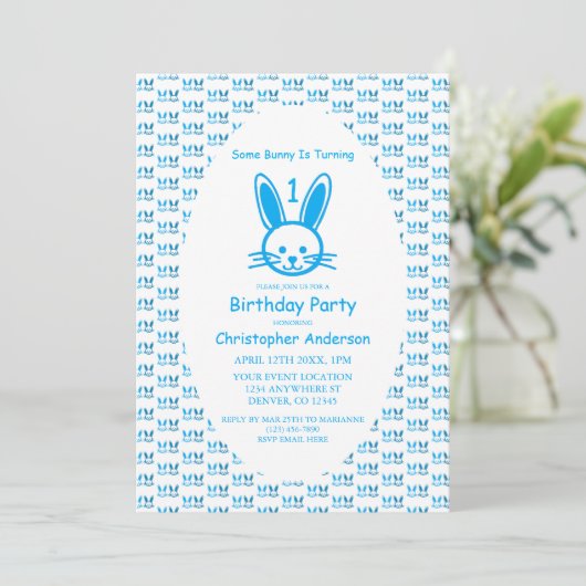 Een Bunny draait er één: eerste verjaardag Kaart (Staand voorkant)