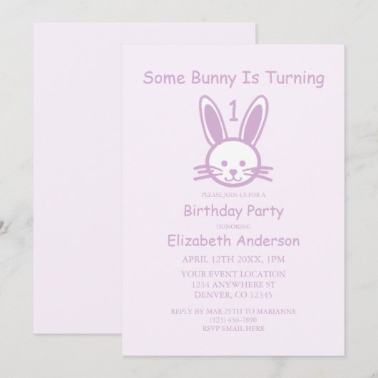 Een Bunny draait er één: eerste verjaardag Kaart (Voorkant / Achterkant)