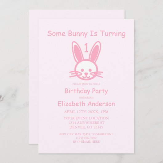 Een Bunny draait er één: eerste verjaardag Kaart (Voorkant / Achterkant)