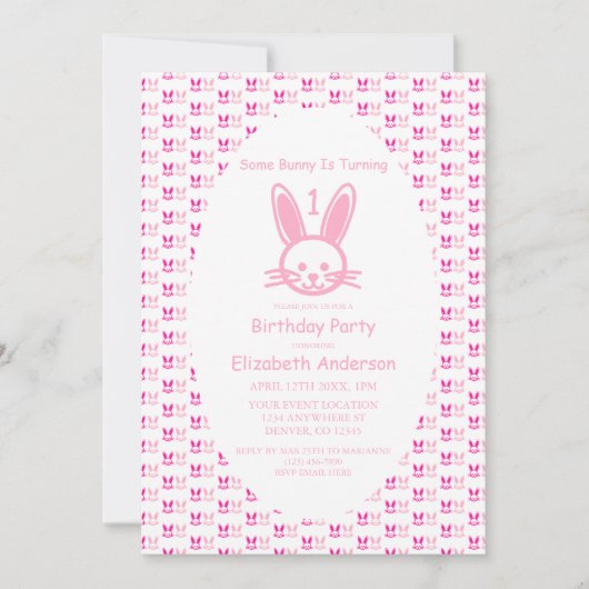 Een Bunny draait er één: eerste verjaardag Kaart (Voorkant)