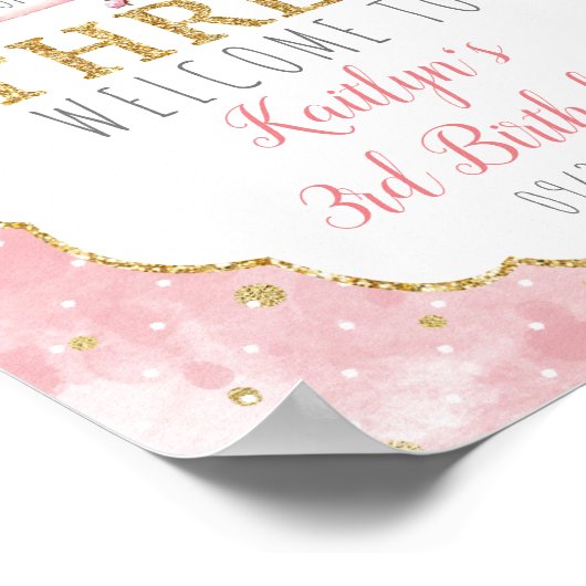 Een Bunny draait om drie 3e verjaardag Poster (Hoek)