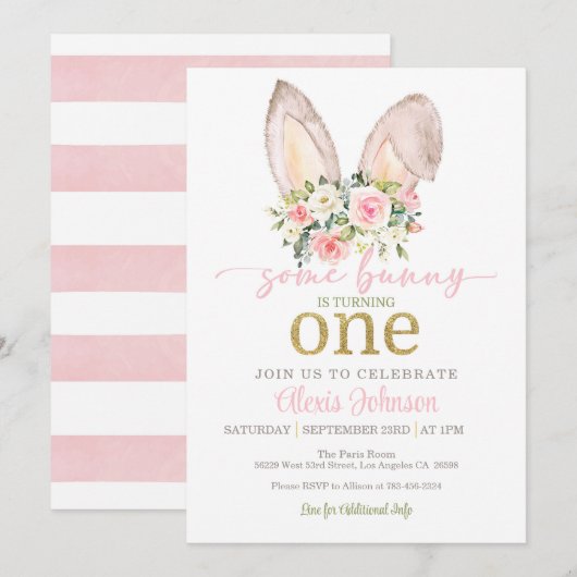 Een Bunny draait om één uitnodiging - Bunny Ears (Voorkant / Achterkant)