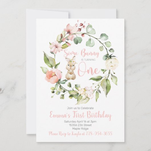 Een Bunny draait om een uitnodiging van een dag (Voorkant)