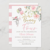 Een Bunny draait om VIER uitnodiging (Voorkant / Achterkant)