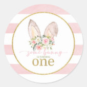 Een Bunny draait ONE (Bunny Ears)-Sticker Ronde Sticker (Voorkant)
