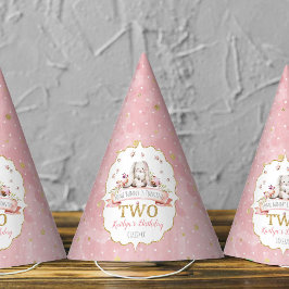 Een Bunny draait twee 2e verjaardag Feesthoedjes