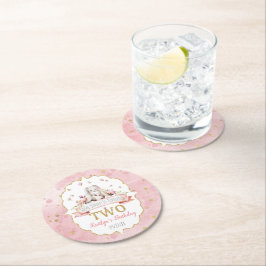 Een Bunny draait twee 2e verjaardag Ronde Kartonnen Onderzetter