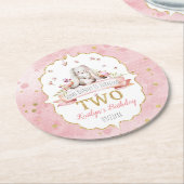 Een Bunny draait twee 2e verjaardag Ronde Kartonnen Onderzetter (Gebogen)