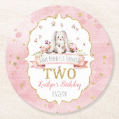 Een Bunny draait twee 2e verjaardag Ronde Kartonnen Onderzetter (Voorkant)