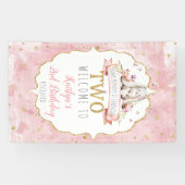 Een Bunny draait twee 2e verjaardag Spandoek (Horizontaal)