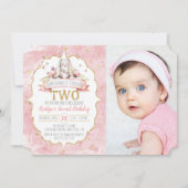 Een Bunny draait twee 2e verjaardag uitnodigingen (Voorkant)