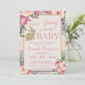 Een Bunny Easter Baby shower-uitnodiging Kaart (Staand voorkant)