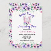 Een Bunny Editable Birthday-uitnodiging Kaart (Voorkant / Achterkant)