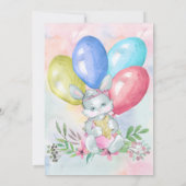 Een Bunny Floral Birthday Party Kaart (Achterkant)