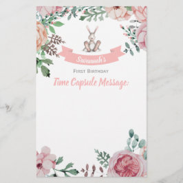 Een Bunny Floral Birthday Time Capsule Note